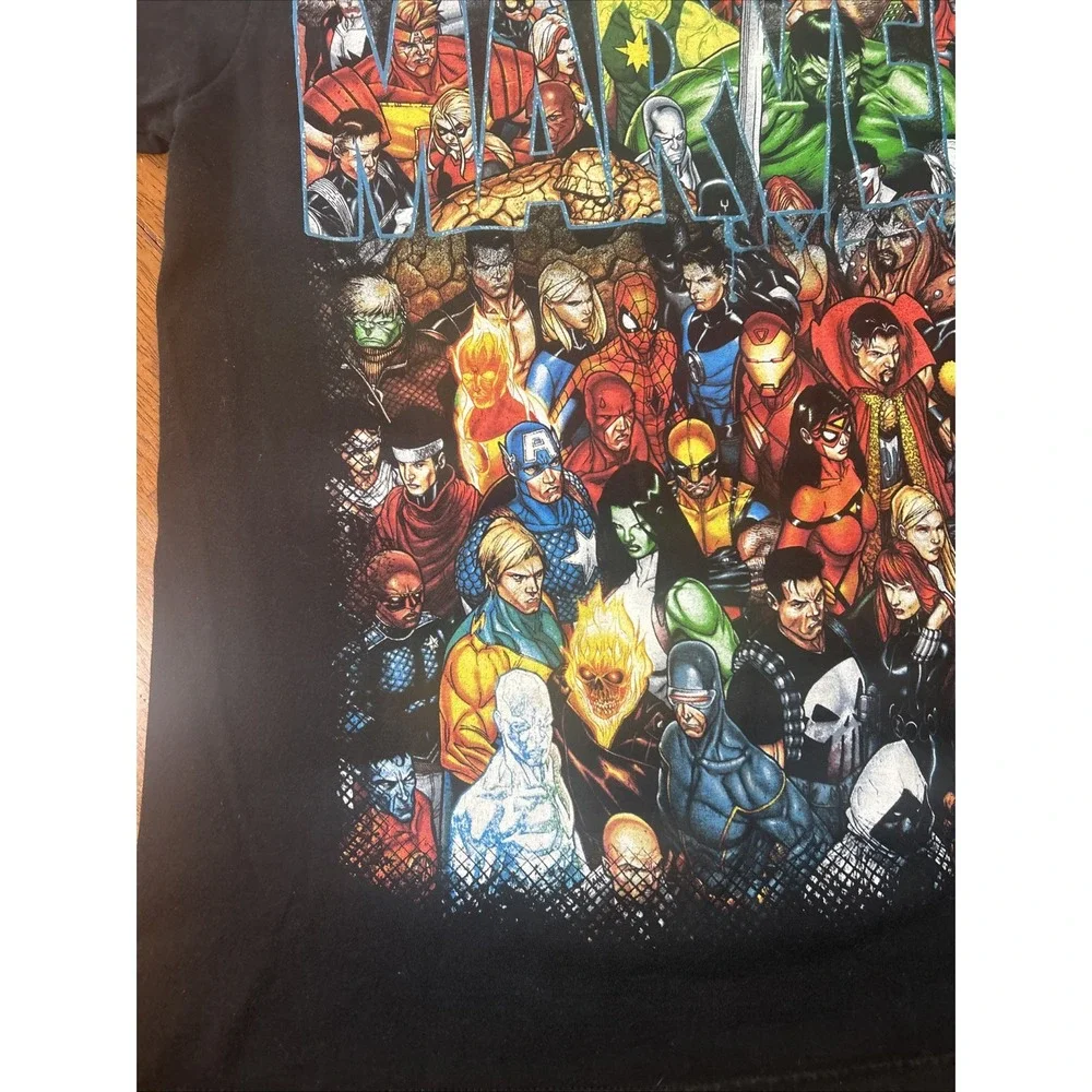 Vintage Mad Engine Marvel Characters T Shirt Black Hulk Spider-Man Wolverine